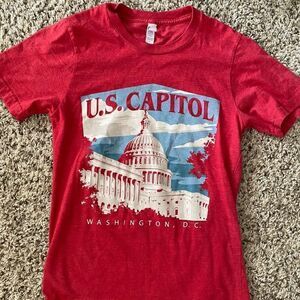 Red US Capitol building Washington D.C.